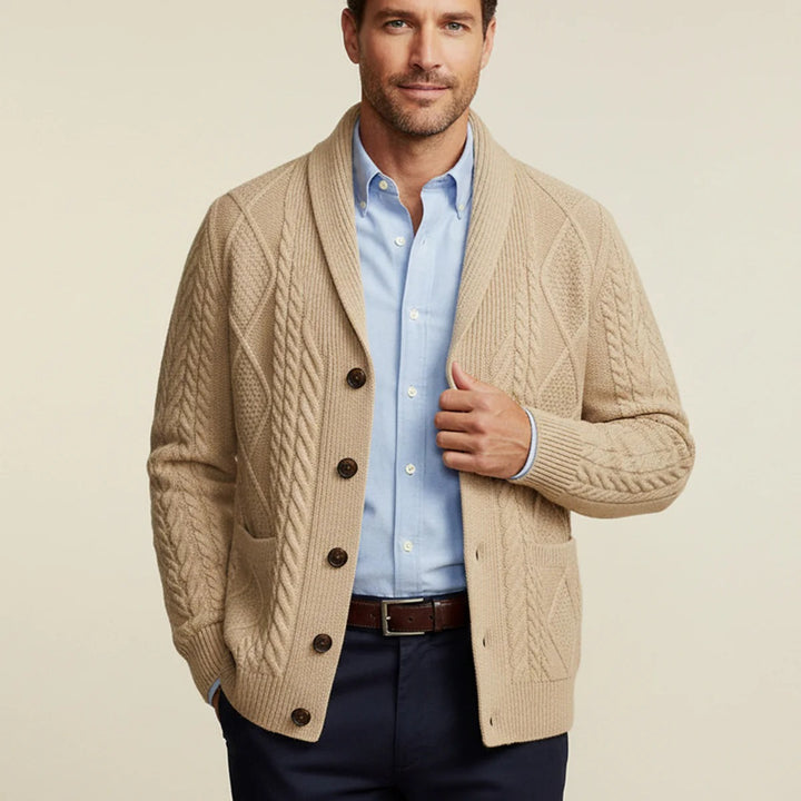 Men’s Rowan Shawl Cardigan – Classic Knit Layer