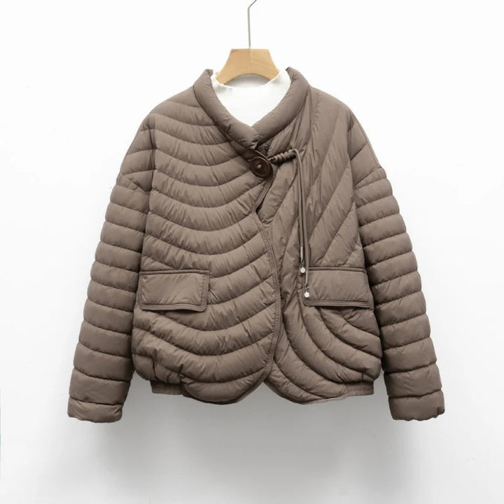 Women’s Asymmetry Puffer Jacket – Warm Winter Quilted Fit