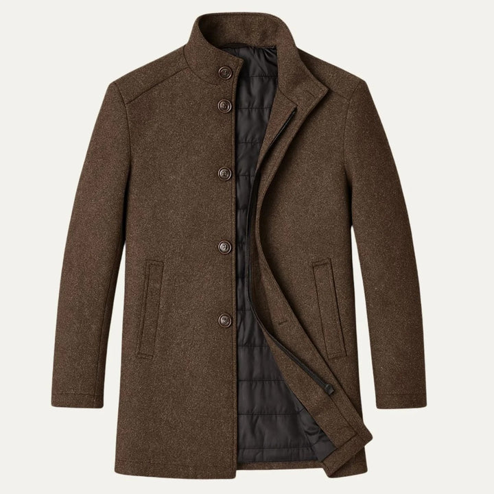 Men’s Winston Overcoat – Refined Stand Collar Classic