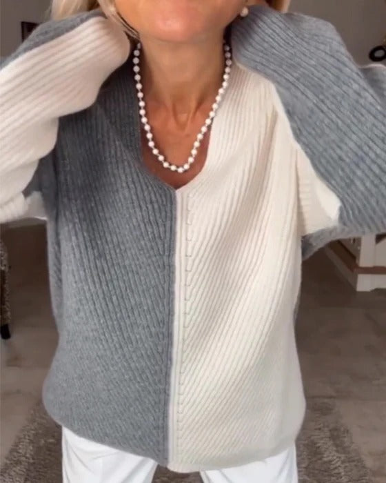 Women’s Maren V-Neck Colour Block Sweater