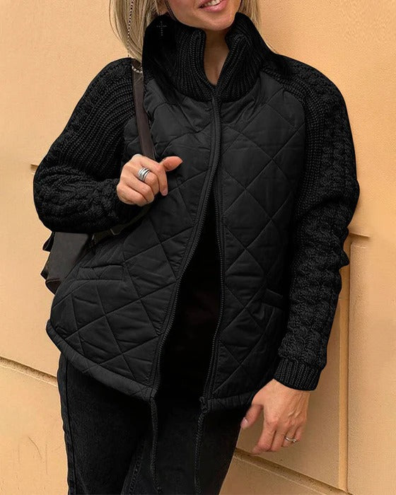 Women’s Celine Quilted Knit-Sleeve Jacket