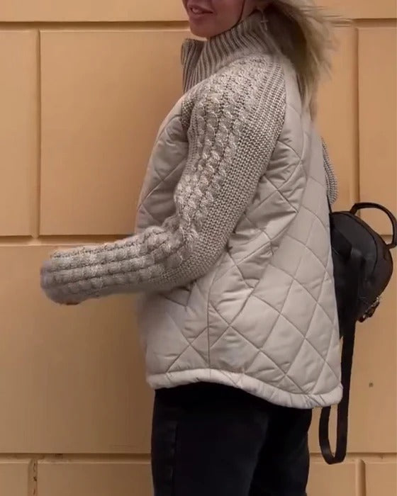 Women’s Celine Quilted Knit-Sleeve Jacket