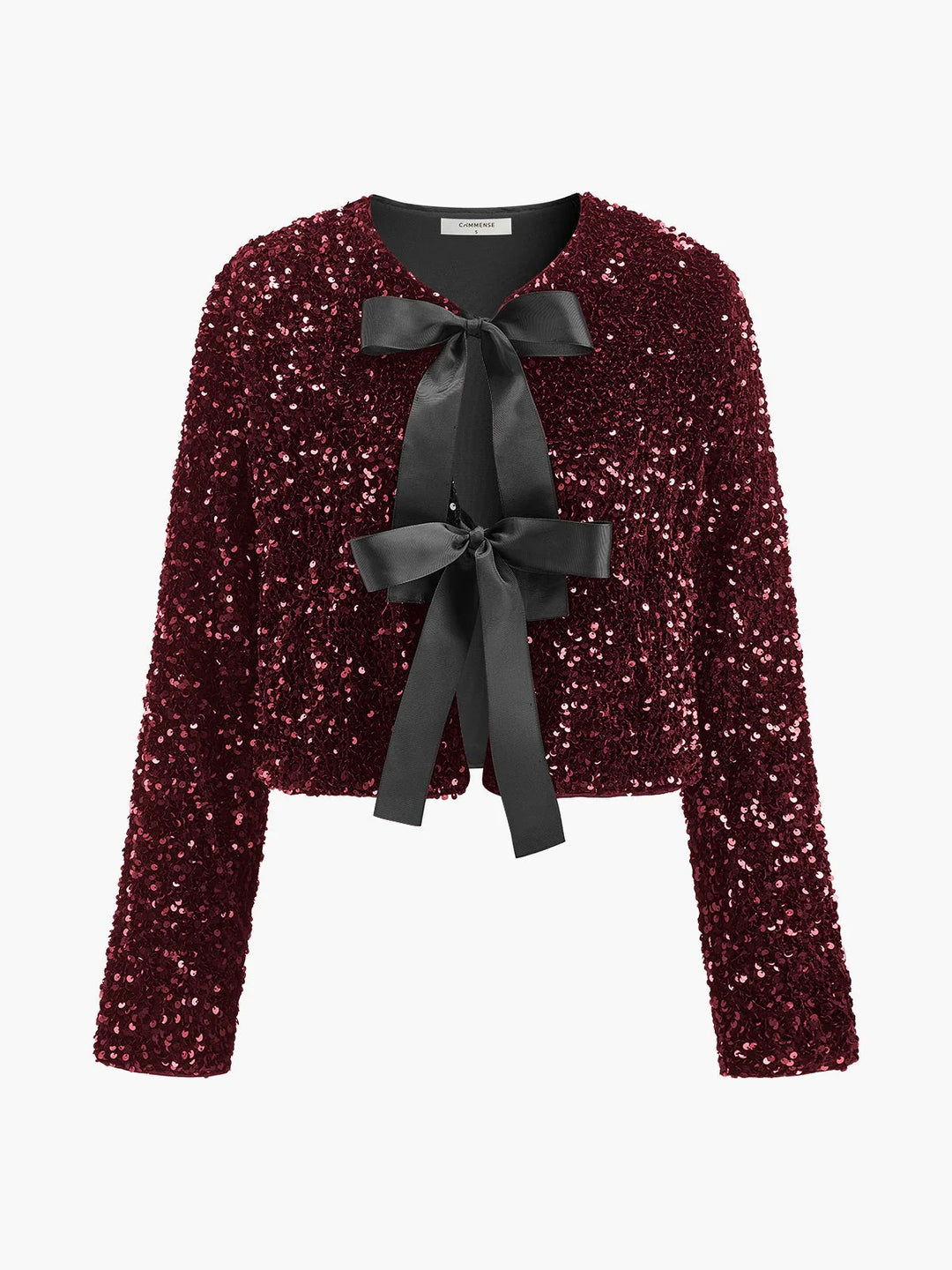 Women’s Elara Sequin Bow-Front Cropped Jacket