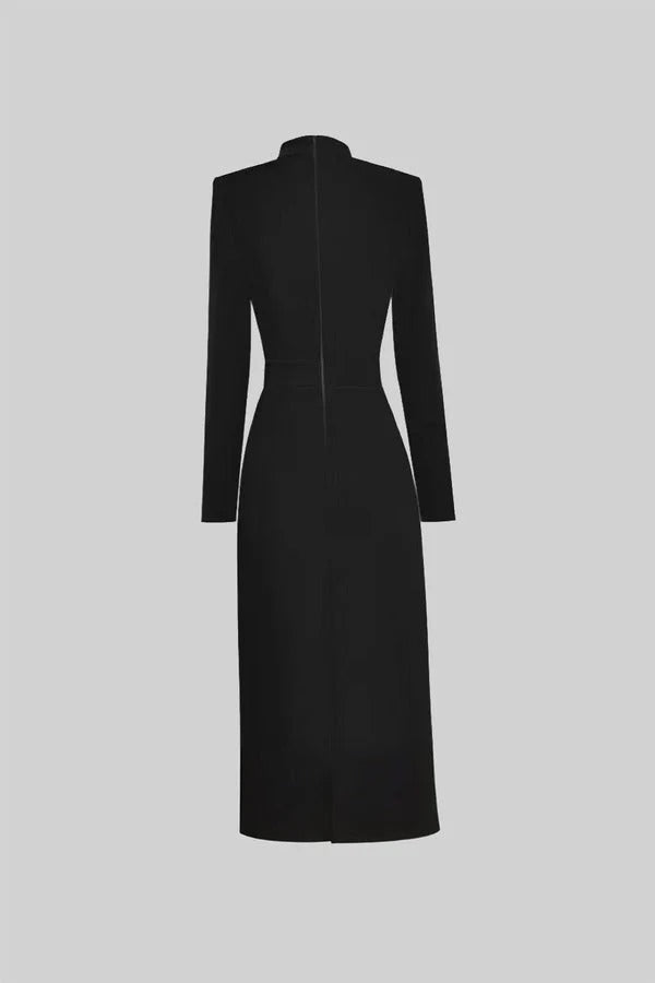 Women’s Aurelia Bow Detail Gold-Button Midi Dress