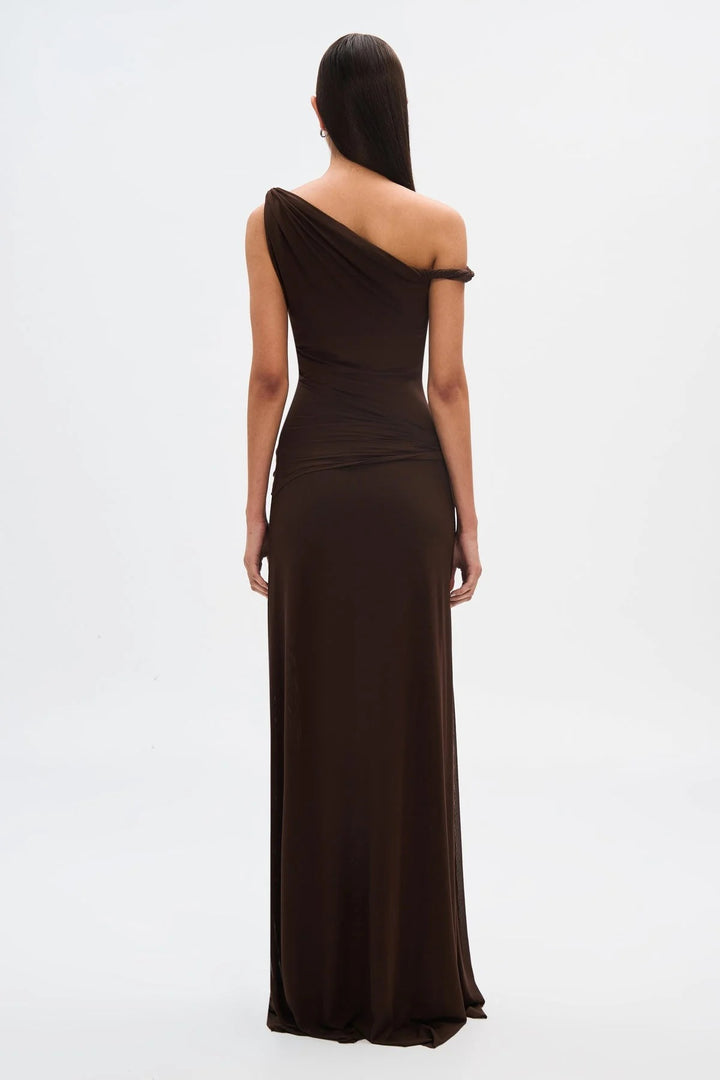 Women’s One-Shoulder Draped Maxi Dress