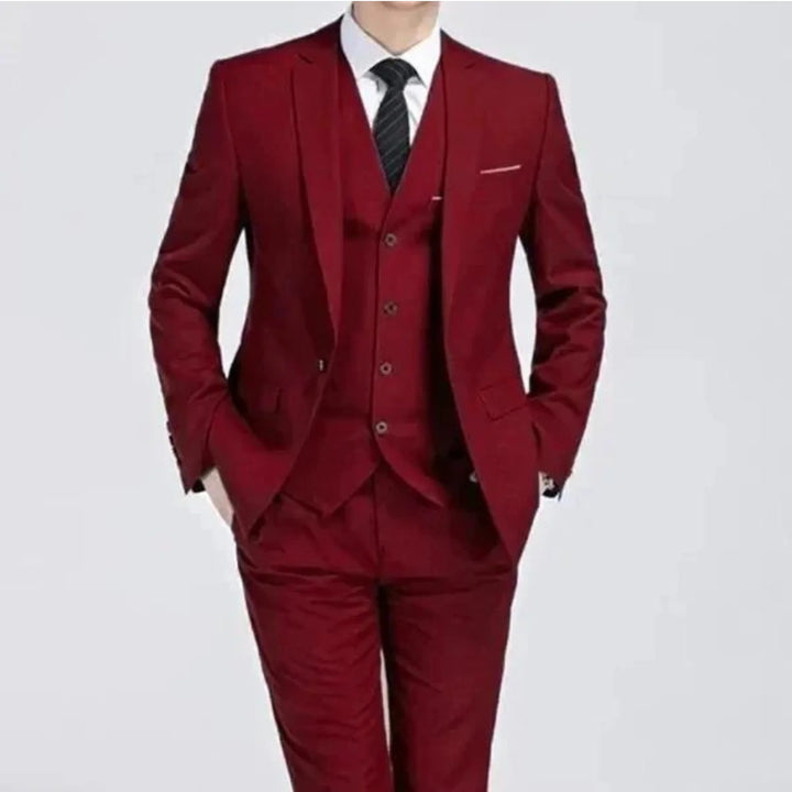 Men’s Dante 3-Piece Suit – Crimson Refined Edition