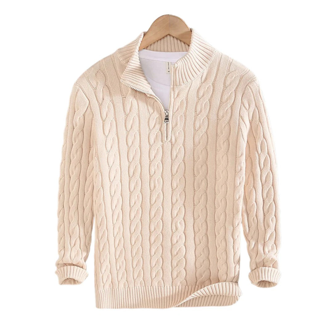 Men’s Zip-Up Cable Knit Sweater