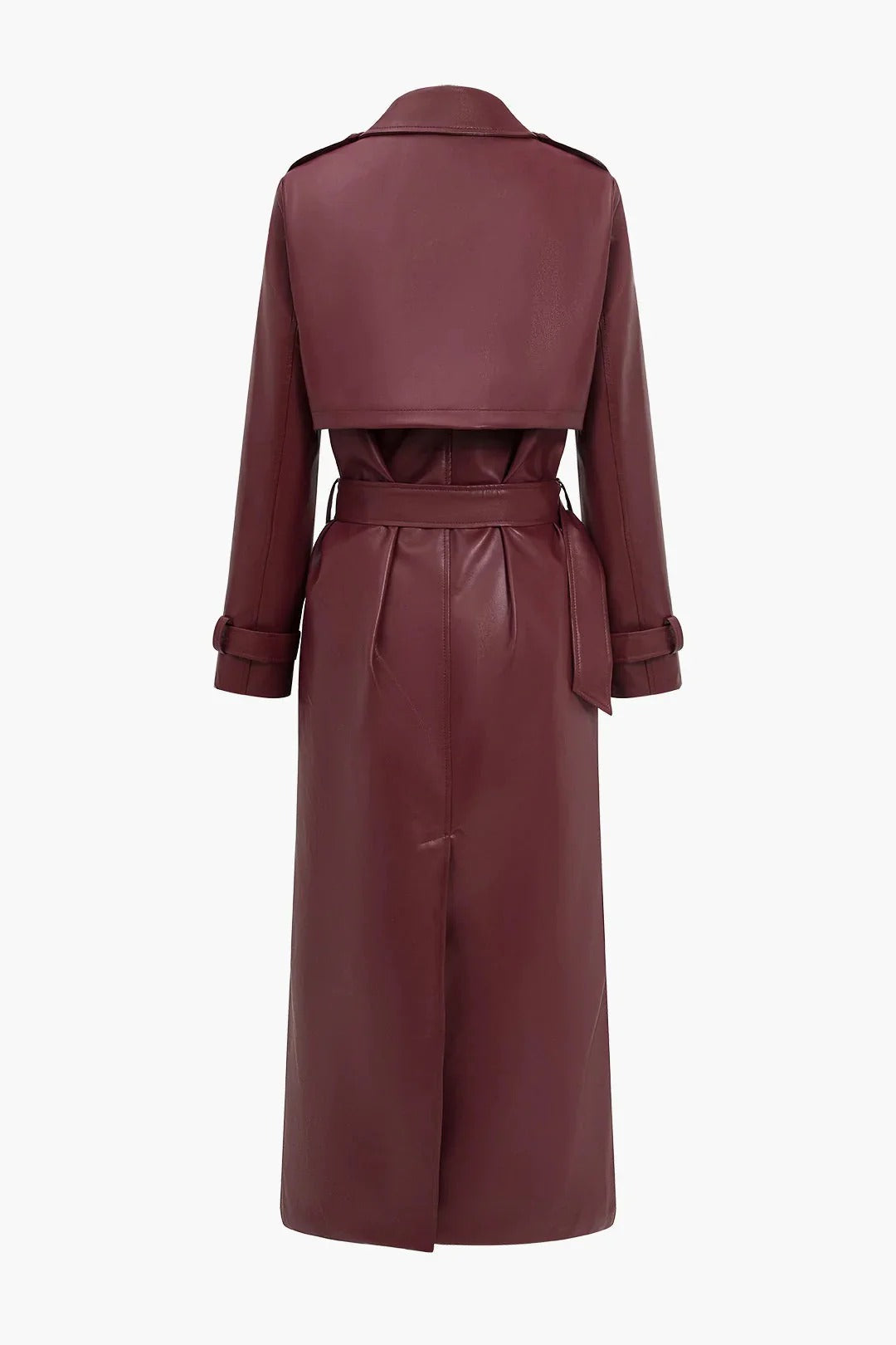 Women’s Belted Faux Leather Trench Coat