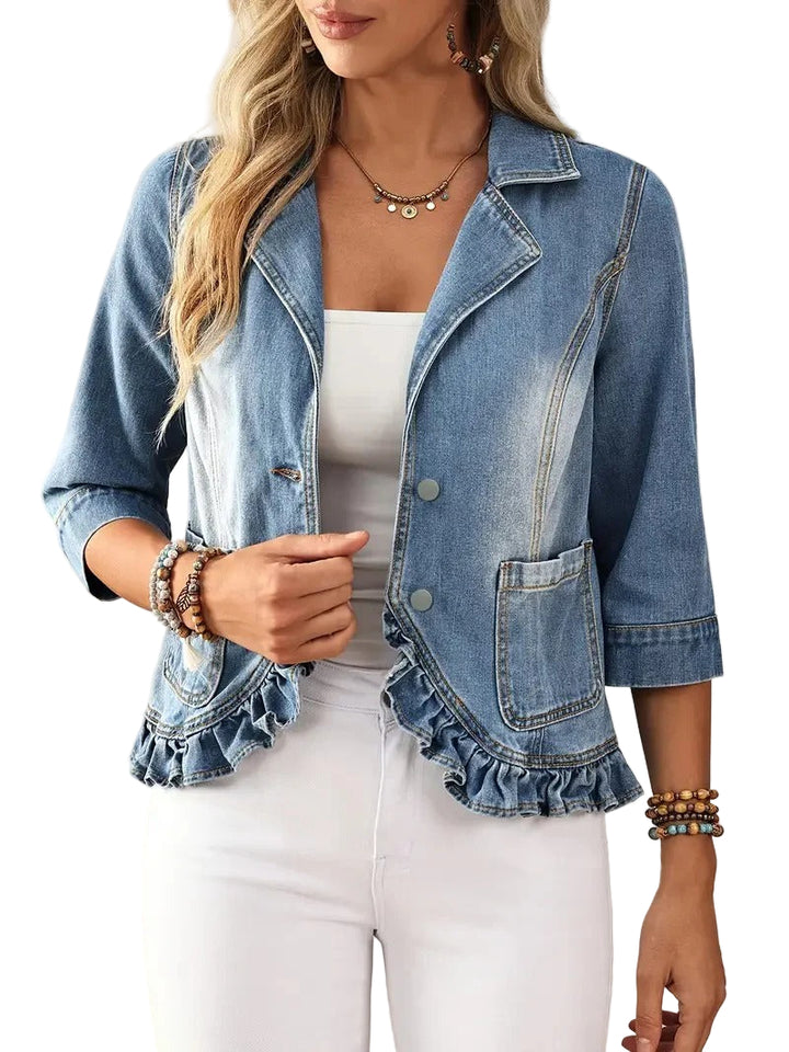Women’s Ruffled Hem Denim Jacket