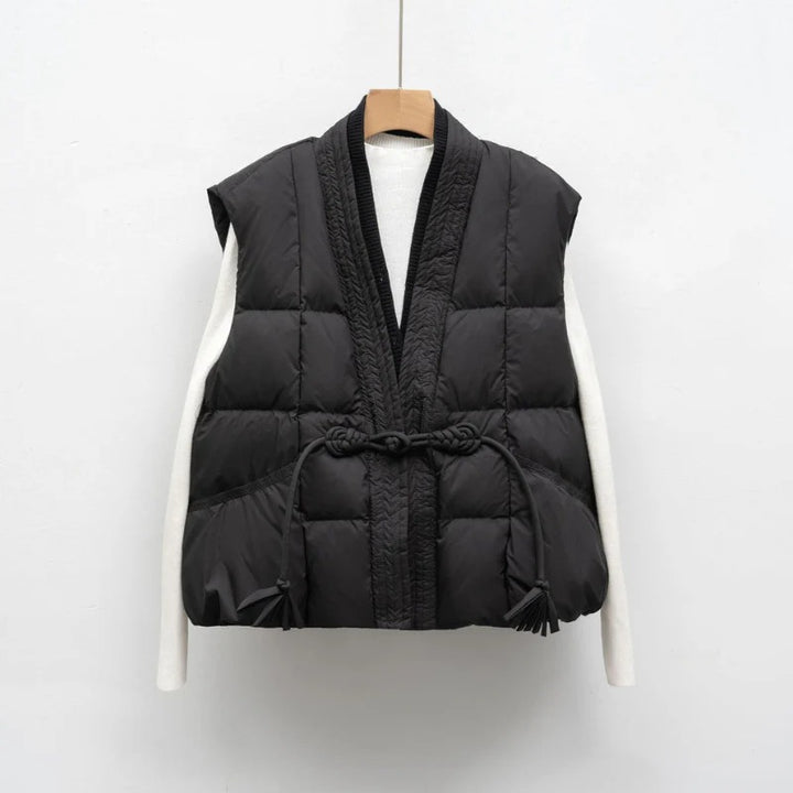 Women's Quilted Kimono-Tie Puffer Vest