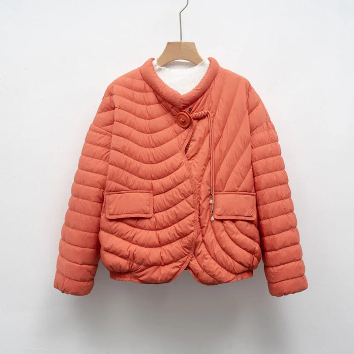 Women’s Asymmetry Puffer Jacket – Warm Winter Quilted Fit