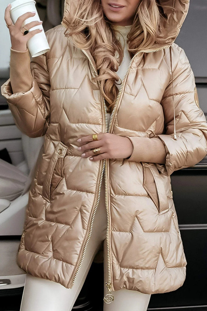 Women’s Aurora Luxe Long Puffer Coat – Winter Warm Hooded Jacket