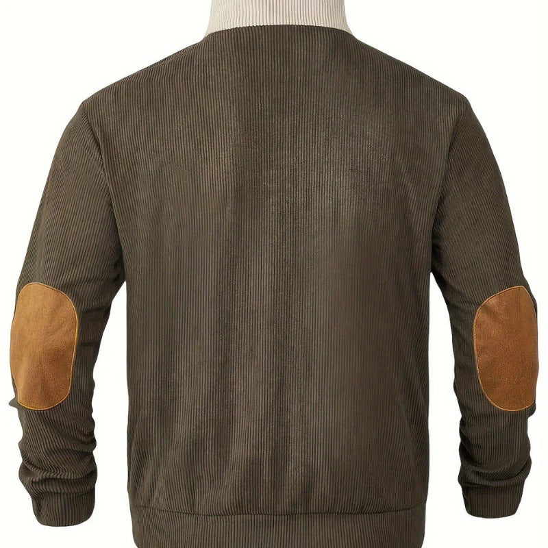 Men’s Two-Tone Button Neck Knit Sweater