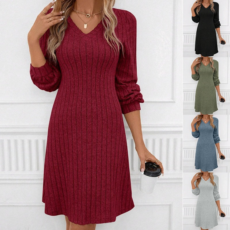 Women’s Alina Ribbed V-Neck Knit Dress