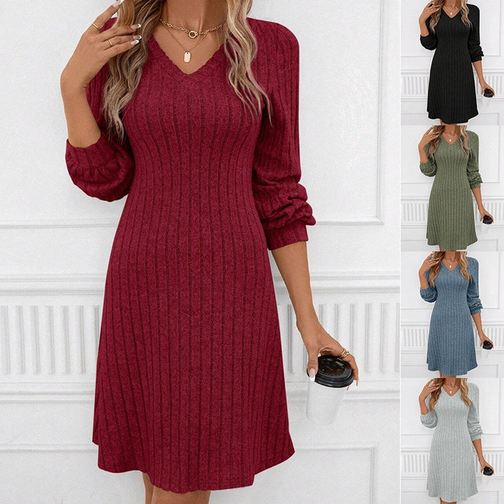 Women’s Alina Ribbed V-Neck Knit Dress