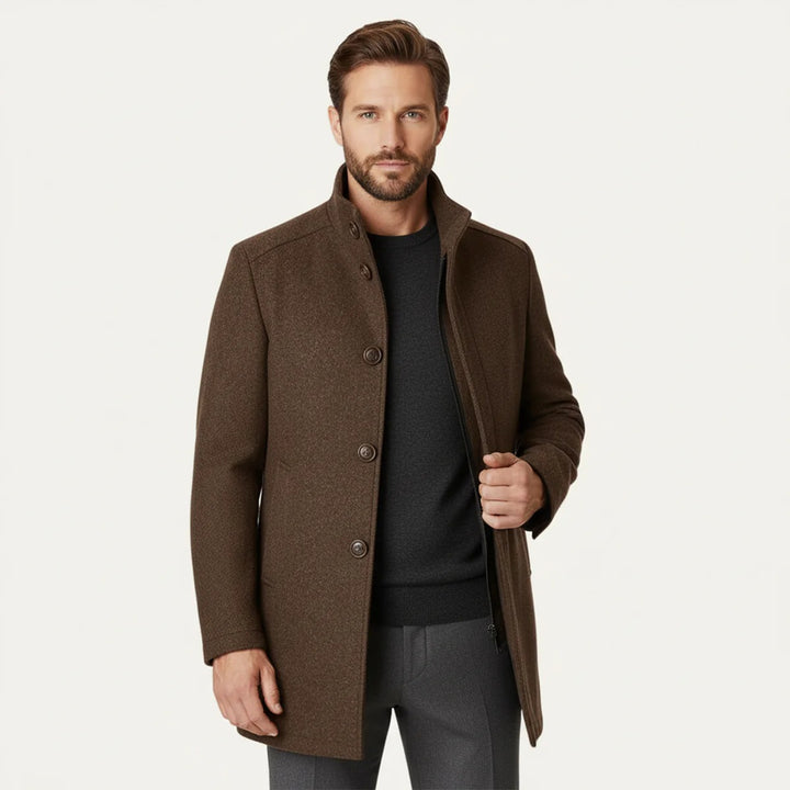 Men’s Winston Overcoat – Refined Stand Collar Classic