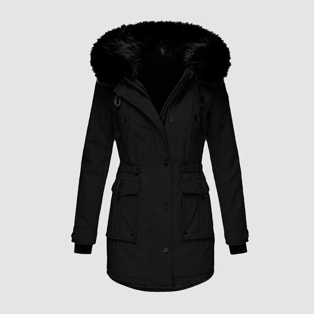 Women’s Arctic Luxe Winter Parka – Faux Fur Hooded Warm Jacket
