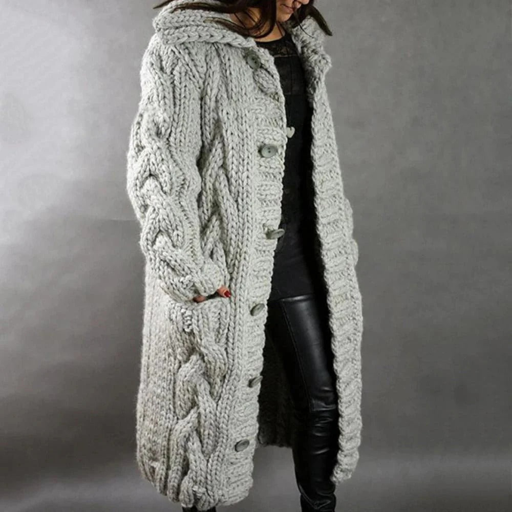 Women’s Aurelia Chunky Knit Hooded Longline Cardigan