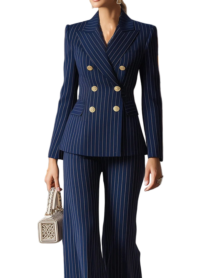 Women’s Double-Breasted Pinstripe Suit Set