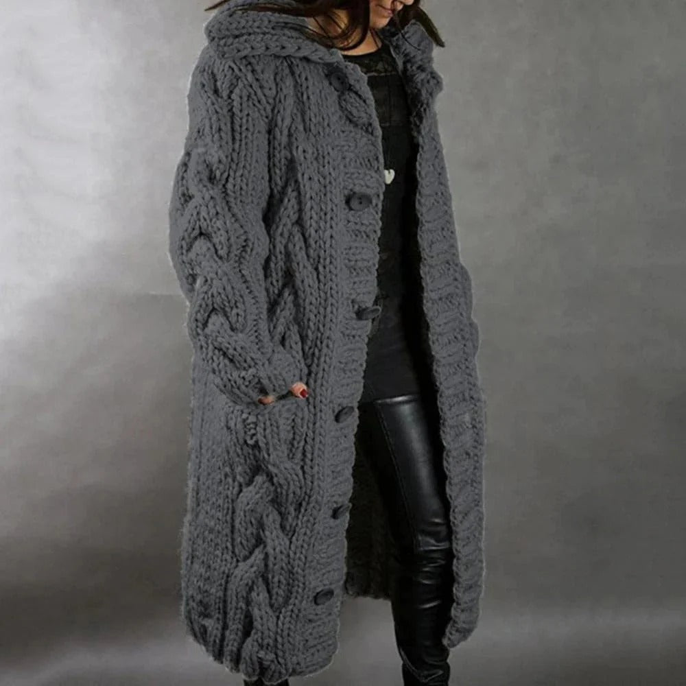 Women’s Aurelia Chunky Knit Hooded Longline Cardigan
