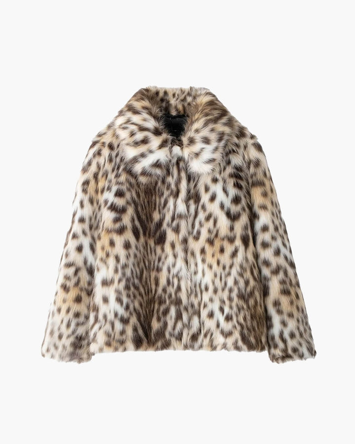 Women’s Luxe Leopard Faux Fur Coat – Statement Winter Jacket