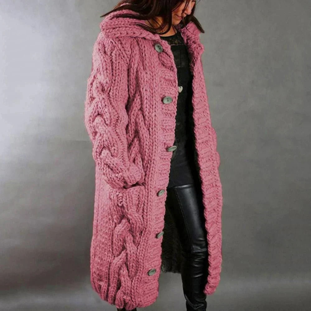 Women’s Aurelia Chunky Knit Hooded Longline Cardigan