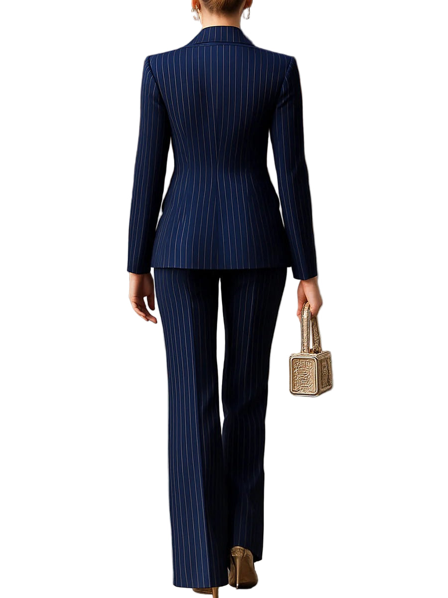 Women’s Double-Breasted Pinstripe Suit Set