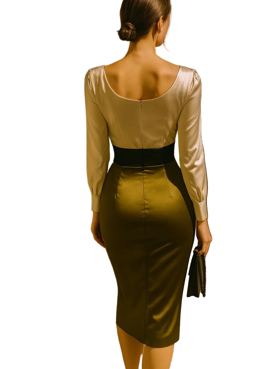 Women’s Celeste Lace-Trim Satin Midi Dress