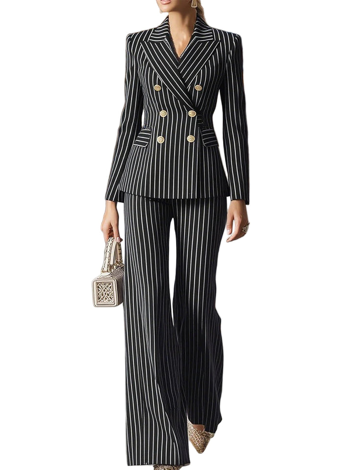 Women’s Double-Breasted Pinstripe Suit Set