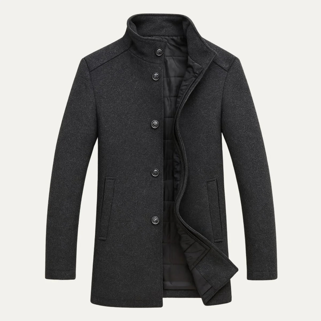 Men’s Winston Overcoat – Refined Stand Collar Classic