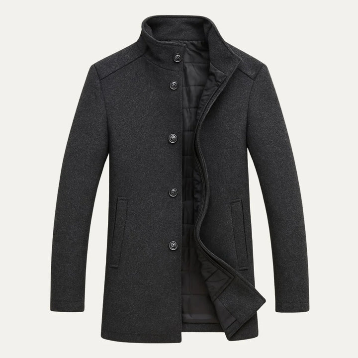 Men’s Winston Overcoat – Refined Stand Collar Classic