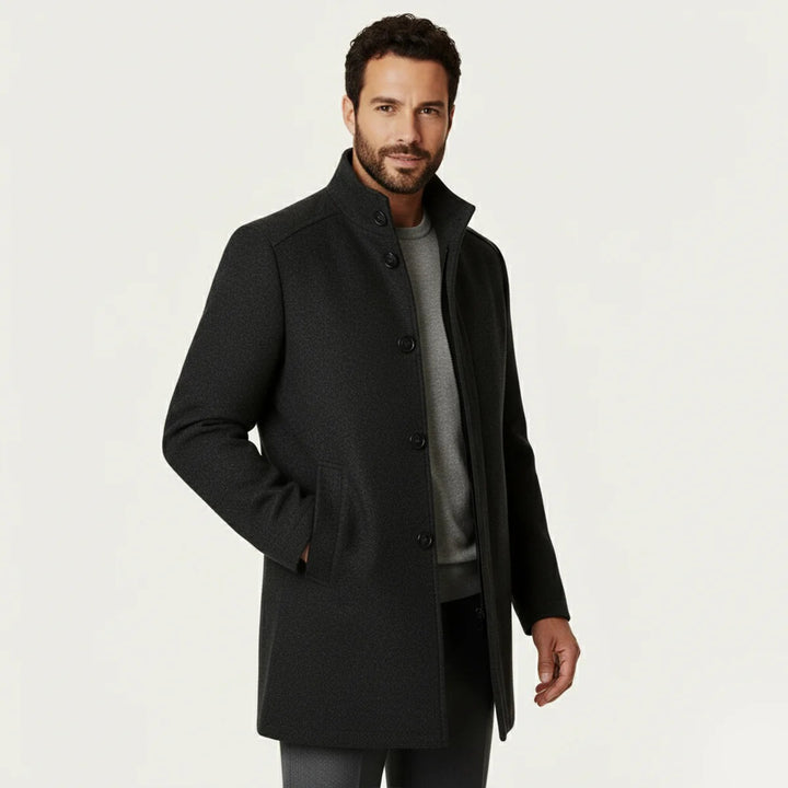 Men’s Winston Overcoat – Refined Stand Collar Classic