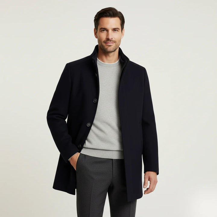 Men’s Winston Overcoat – Refined Stand Collar Classic