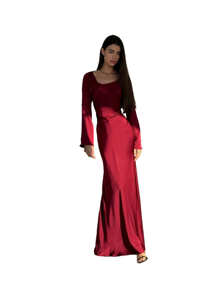 Women’s Long Sleeve Maxi Dress – Elegant Flowing Evening Gown