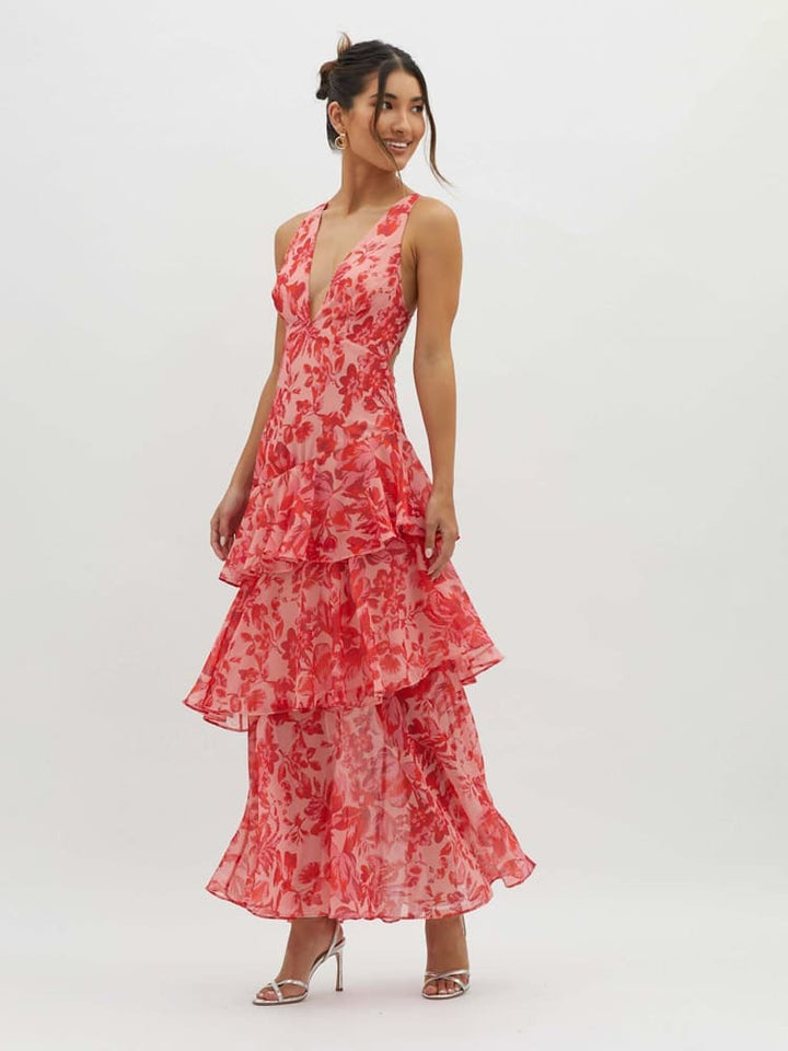 Women’s Floral Tiered Midi Dress