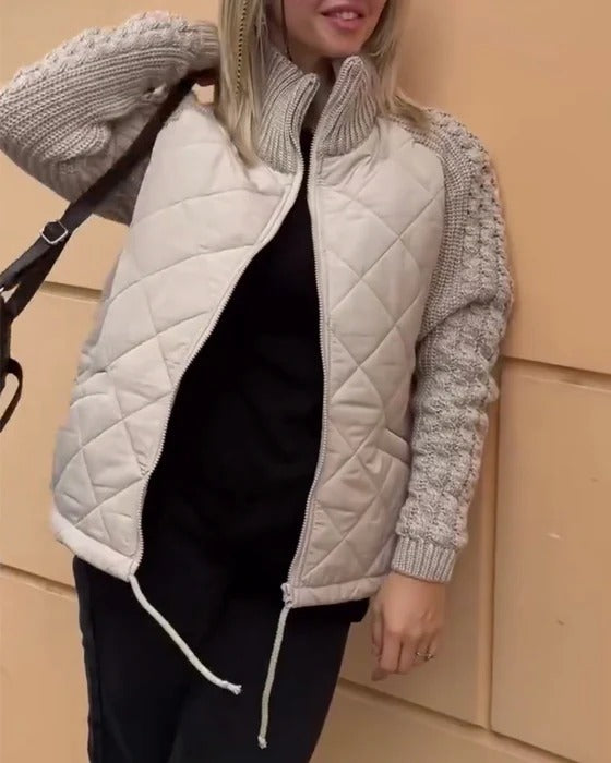 Women’s Celine Quilted Knit-Sleeve Jacket