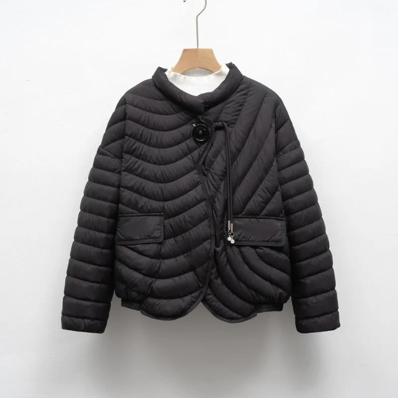Women’s Asymmetry Puffer Jacket – Warm Winter Quilted Fit
