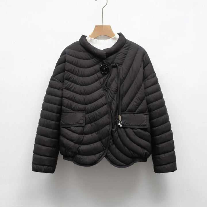 Women’s Asymmetry Puffer Jacket – Warm Winter Quilted Fit