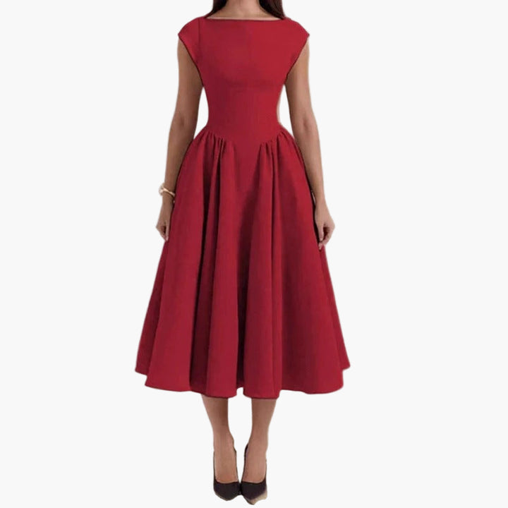Women’s Cap Sleeve Fit & Flare Midi Dress