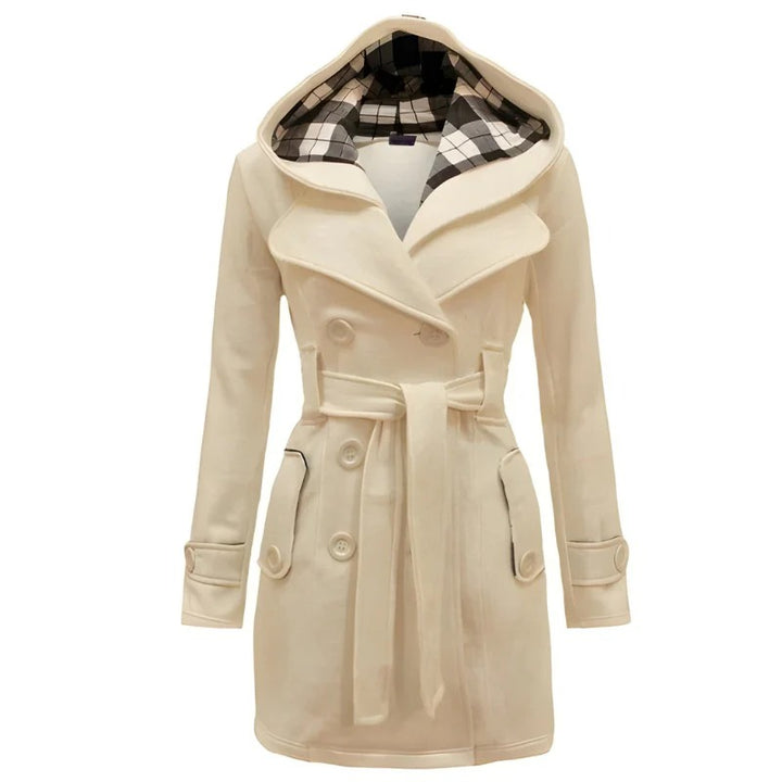 Women’s Hooded Double-Breasted Belted Coat
