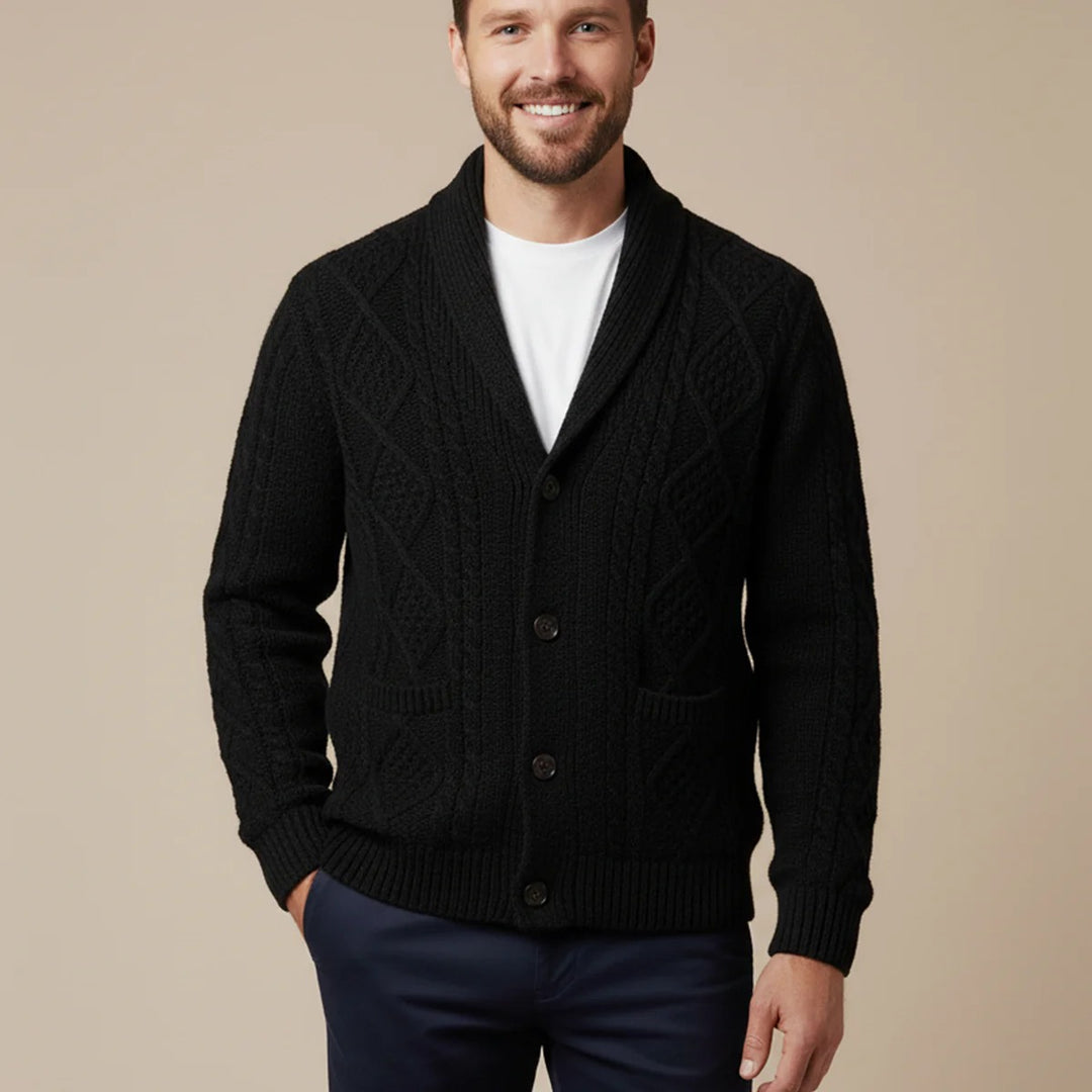 Men’s Rowan Shawl Cardigan – Classic Knit Layer
