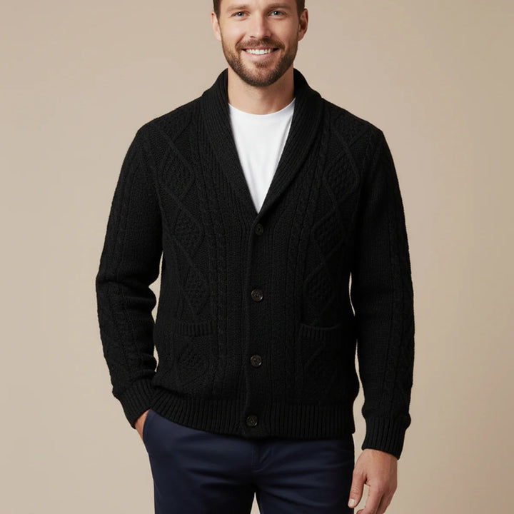 Men’s Rowan Shawl Cardigan – Classic Knit Layer