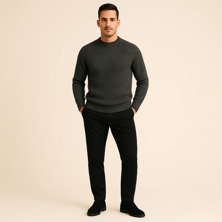 Men’s Hugo Ribbed Crewneck – Minimalist Winter Knit