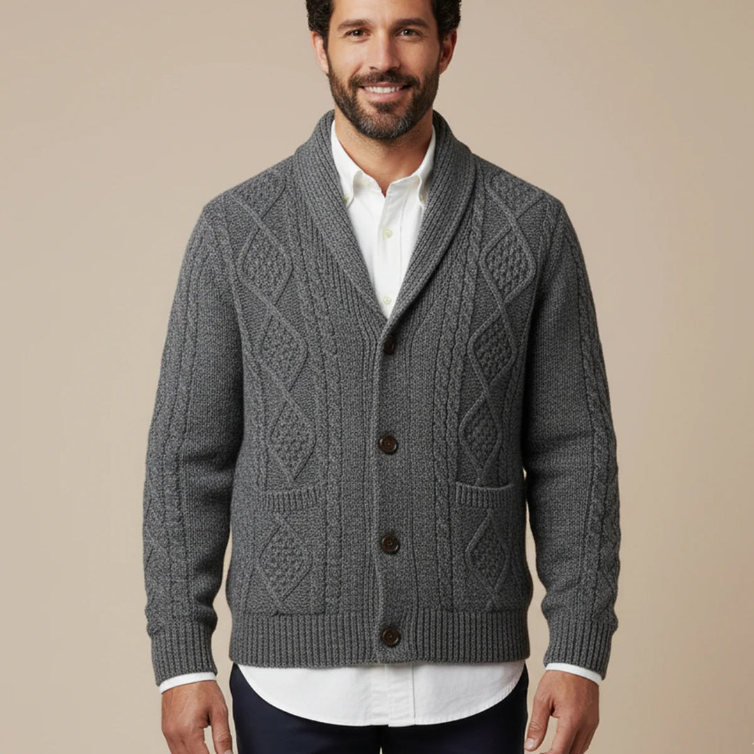 Men’s Rowan Shawl Cardigan – Classic Knit Layer