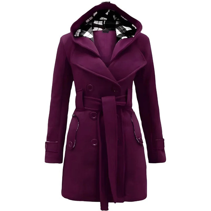 Women’s Hooded Double-Breasted Belted Coat