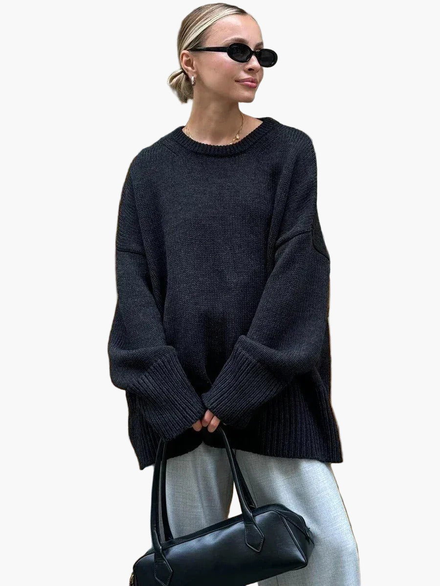Women’s Oversized Knit Jumper – Crew Neck Relaxed Fit