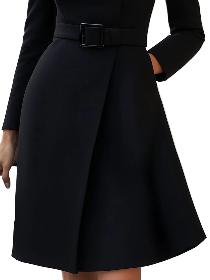 Women’s Nina High-Neck Belted A-Line Dress