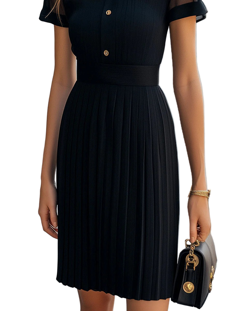 Women’s Margot Sheer Panel Pleated Midi Dress