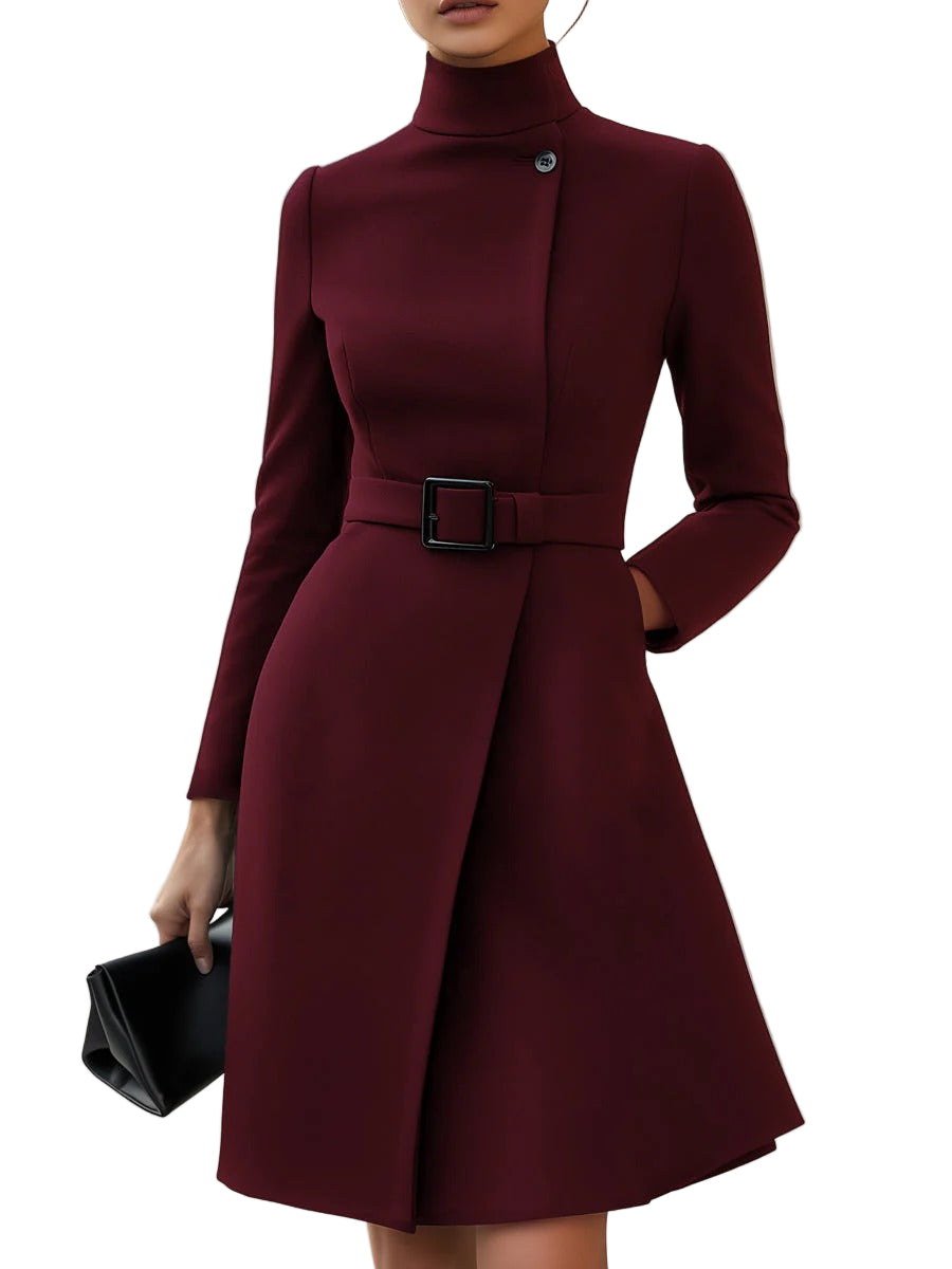 Women’s Nina High-Neck Belted A-Line Dress