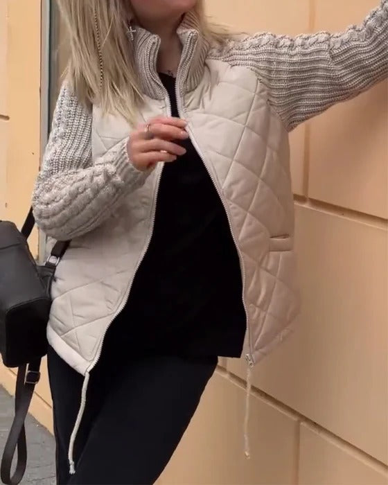 Women’s Celine Quilted Knit-Sleeve Jacket